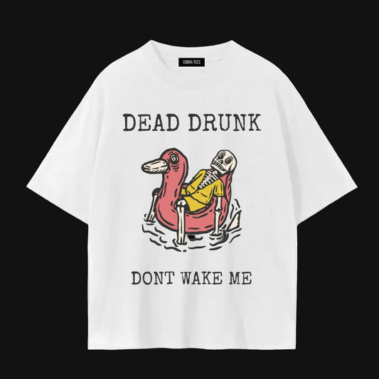 Dead Drunk Skeleton on Flamingo Float T-Shirt | Dont Wake Me tee