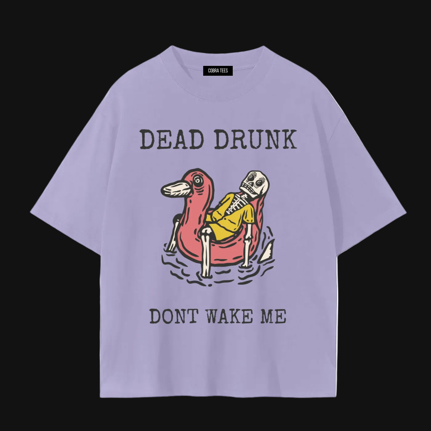 Dead Drunk Skeleton on Flamingo Float T-Shirt | Dont Wake Me tee