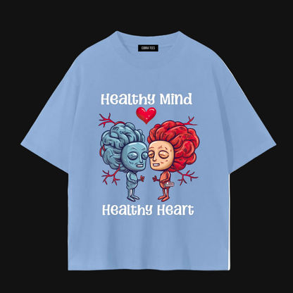 Healthy Mind Healthy Heart T-Shirt | Brain and Heart Illustration