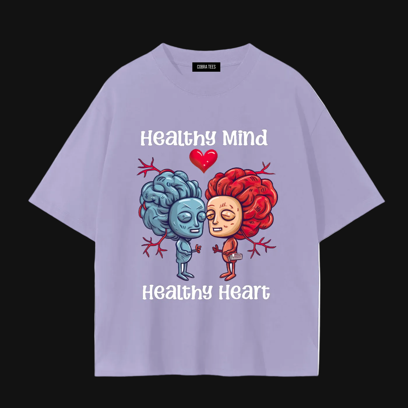 Healthy Mind Healthy Heart T-Shirt | Brain and Heart Illustration