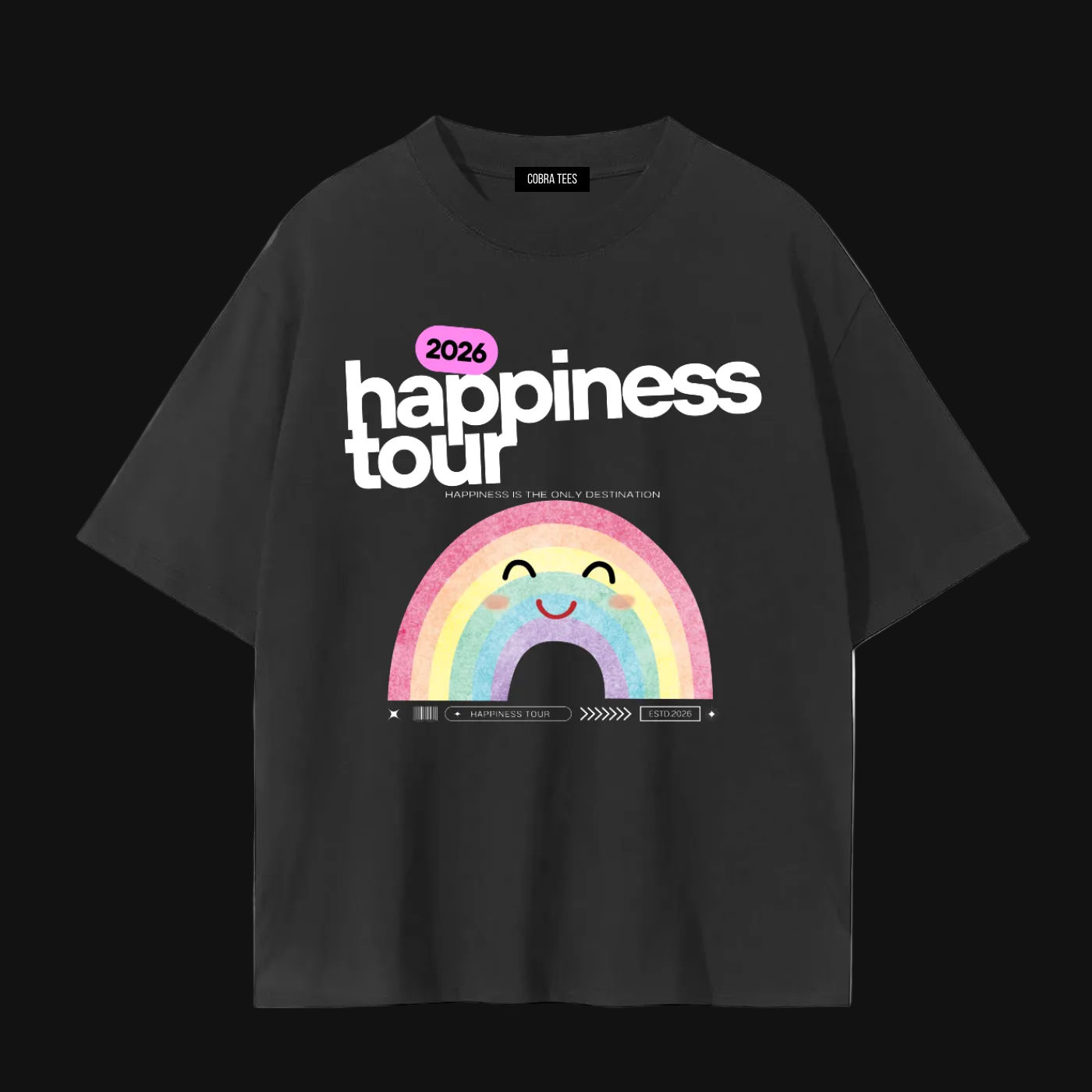 2026 Happiness Tour Rainbow Tee | Smiling Rainbow Concert T-Shirt