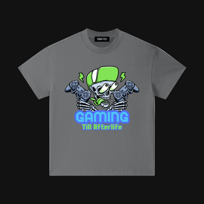 Gaming Skull with Controllers Kids T-Shirt | Neon Green Gamer Graphic