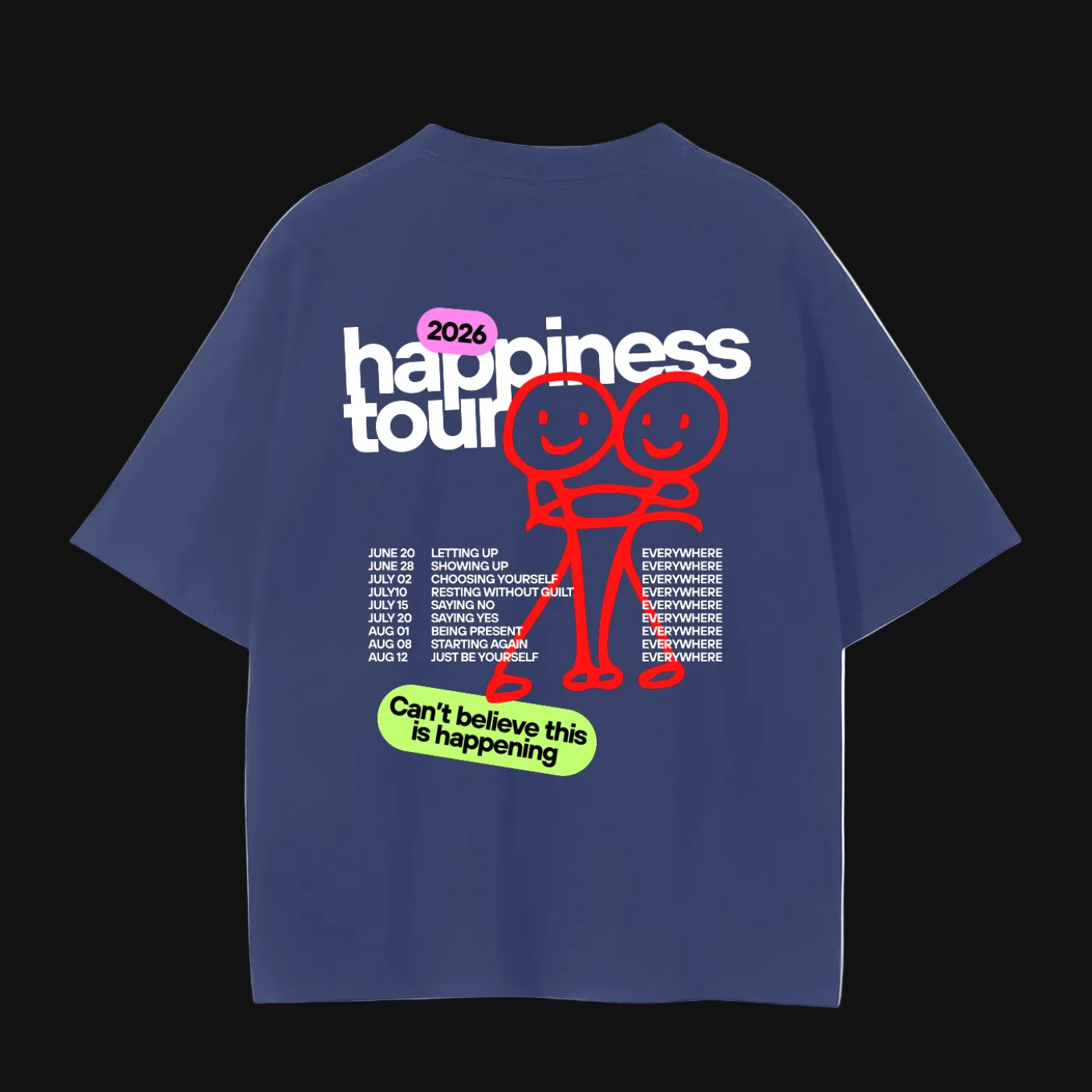 2026 Happiness Tour Rainbow Tee | Smiling Rainbow Concert T-Shirt
