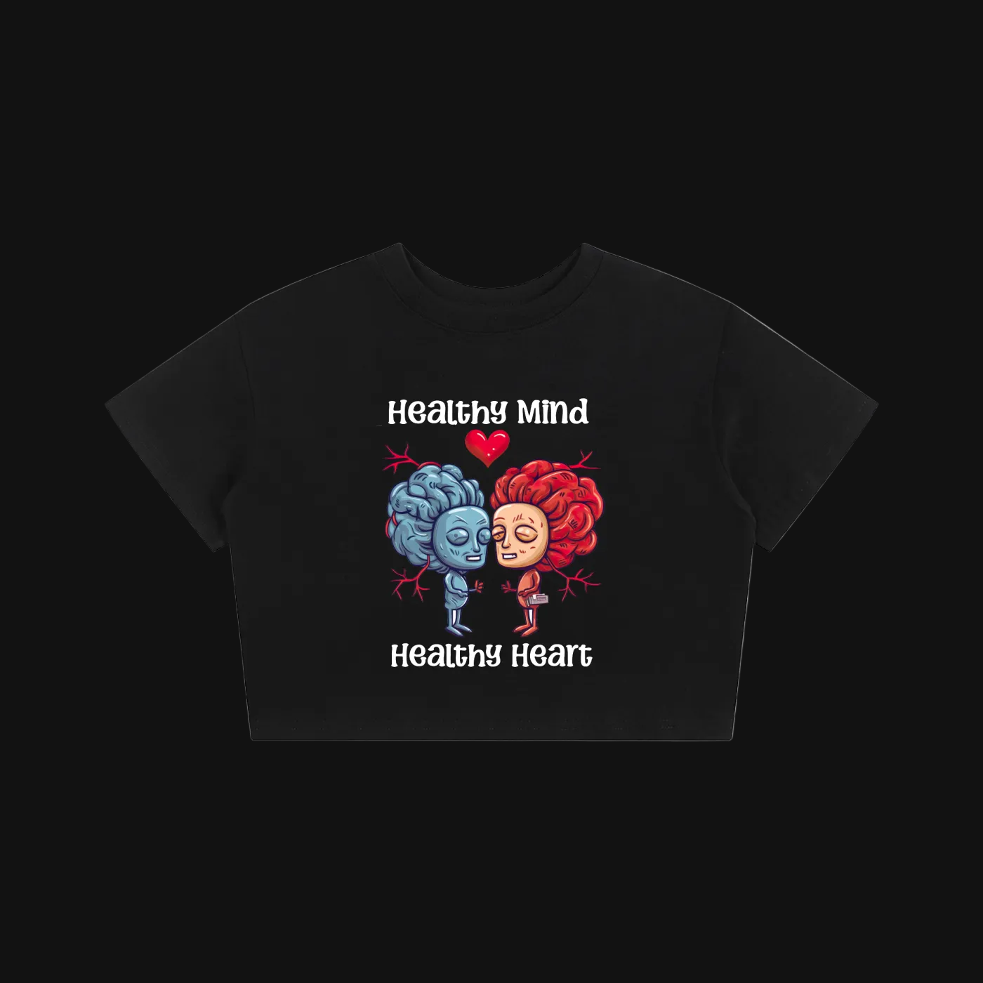 Mental Health Women's Tee | Cute Brain and Heart Couple Design