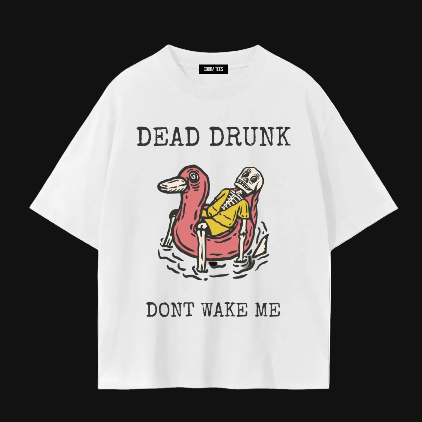 Dead Drunk Skeleton on Flamingo Float T-Shirt | Dont Wake Me tee
