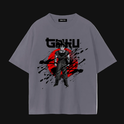 Samurai Graphic T-Shirt | Anime Warrior, Red Sun Ink Splash