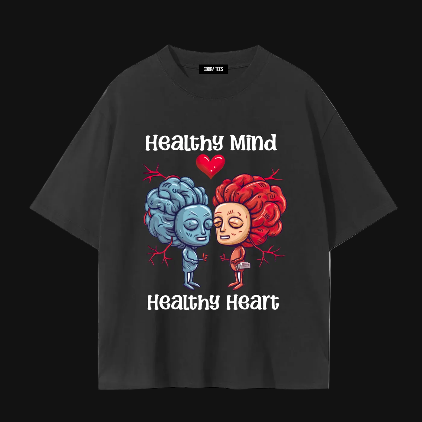 Healthy Mind Healthy Heart T-Shirt | Brain and Heart Illustration