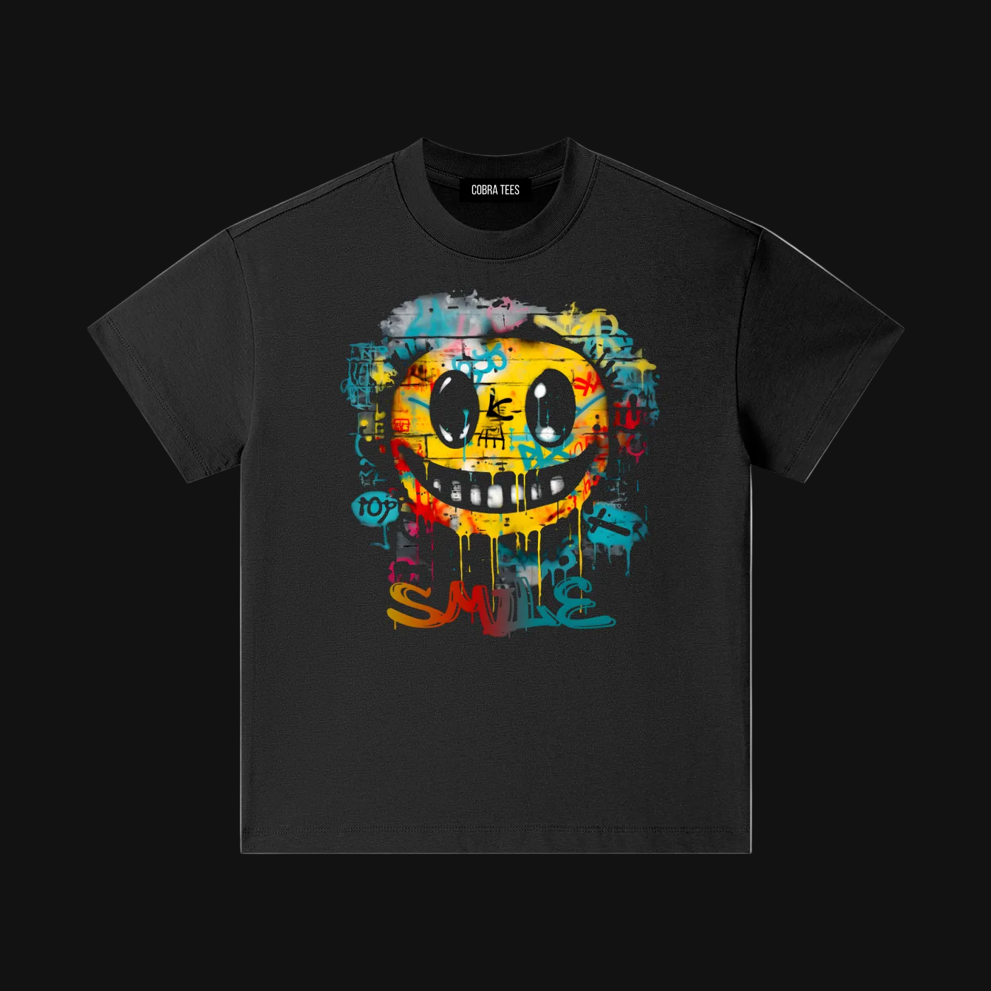 Colorful Drip Smile Face Kids T-Shirt | Graffiti Smiley Tee