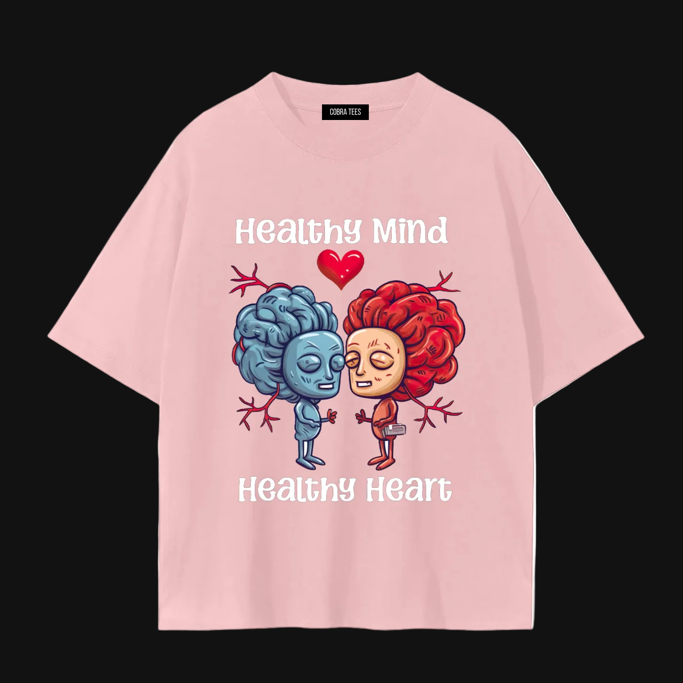 Healthy Mind Healthy Heart T-Shirt | Brain and Heart Illustration