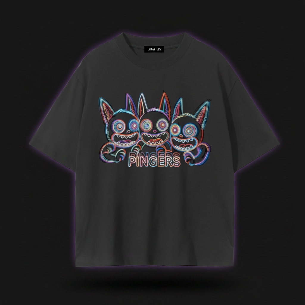 Three Cartoon Tripped up Bunnies Pingers T-Shirt | Distorted Glitch Bunny Illustration