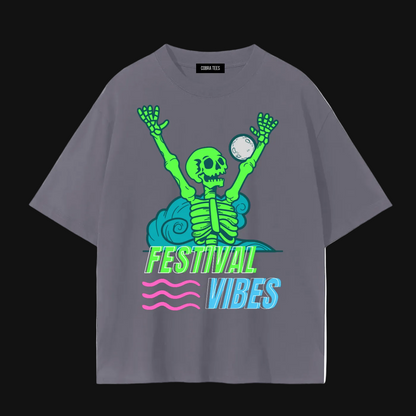 Neon Skeleton Festival Vibes Tee | Graphic T-Shirt