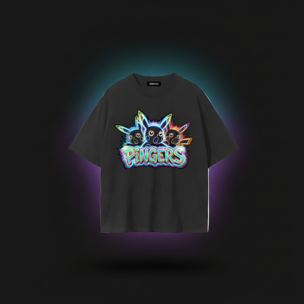 Pingers Trio Neon Pikachu T-Shirt | Retro Glow Tee