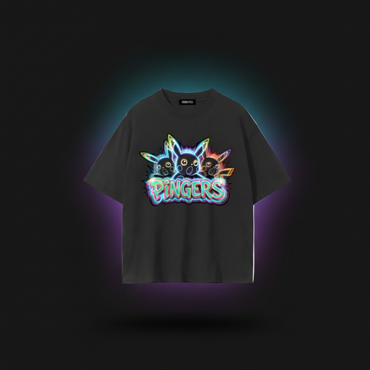 Pingers Trio Neon Pikachu T-Shirt | Retro Glow Tee