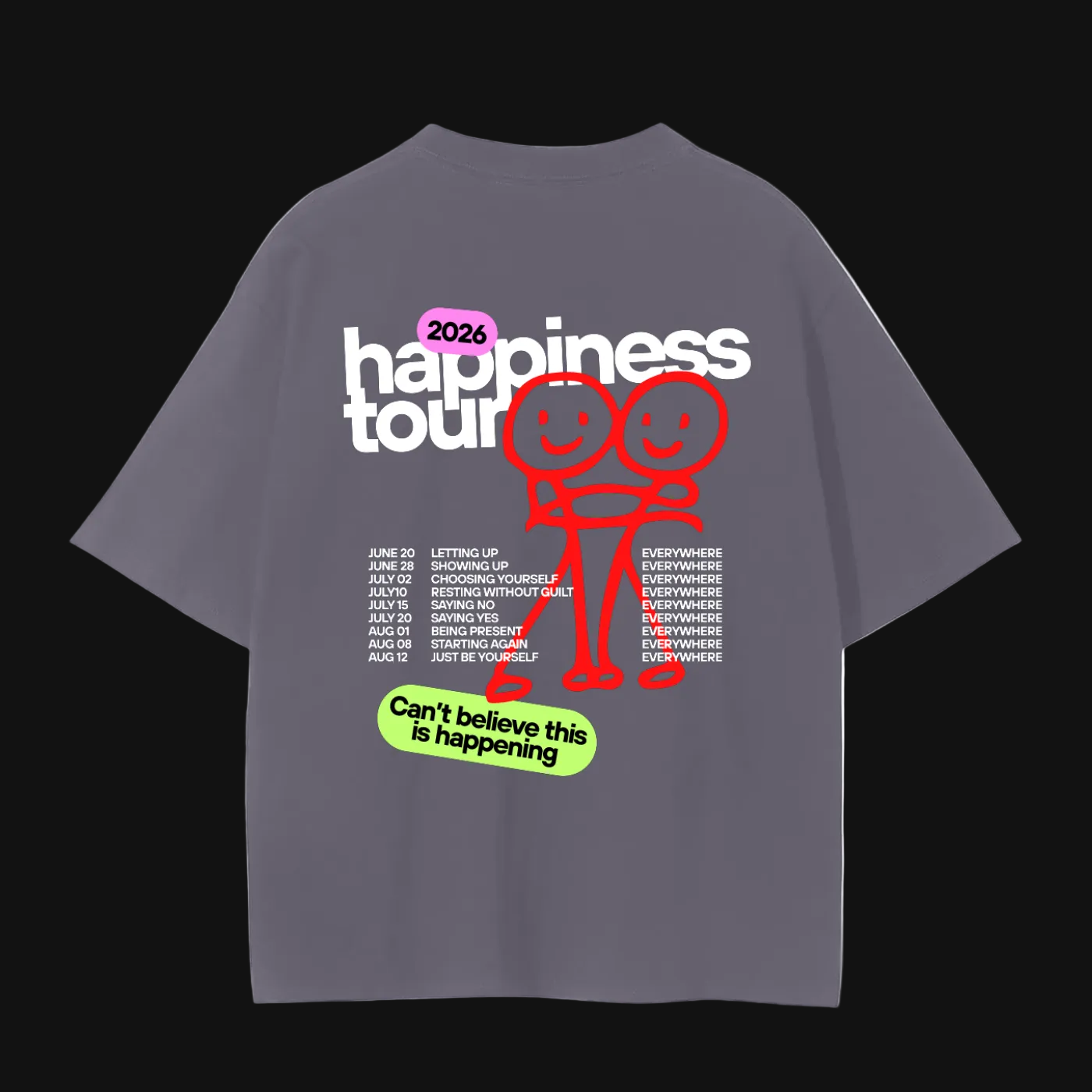2026 Happiness Tour Rainbow Tee | Smiling Rainbow Concert T-Shirt