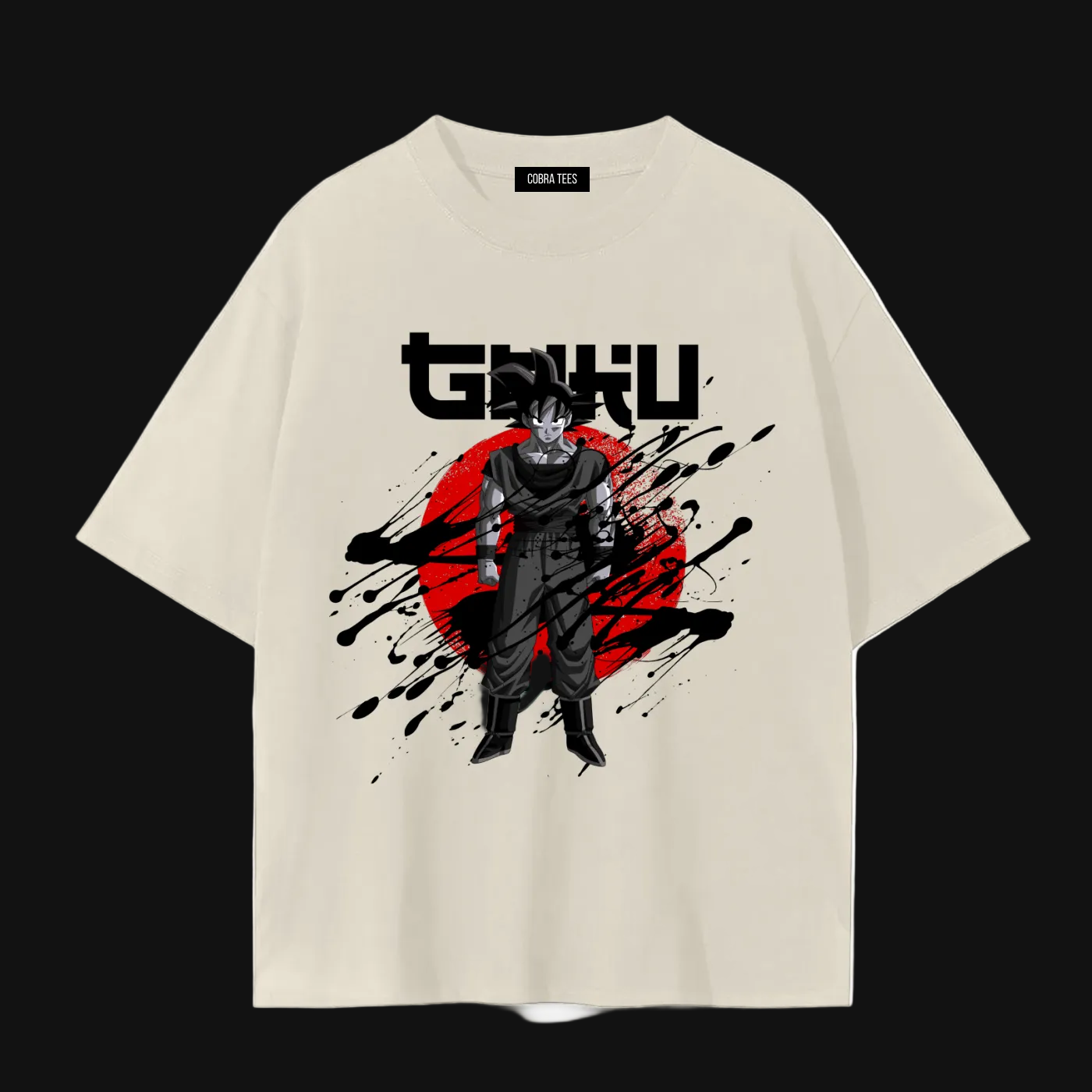 Samurai Graphic T-Shirt | Anime Warrior, Red Sun Ink Splash
