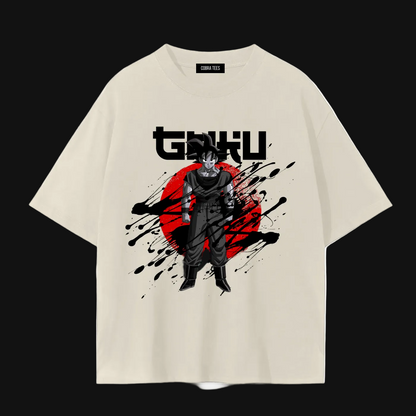 Samurai Graphic T-Shirt | Anime Warrior, Red Sun Ink Splash