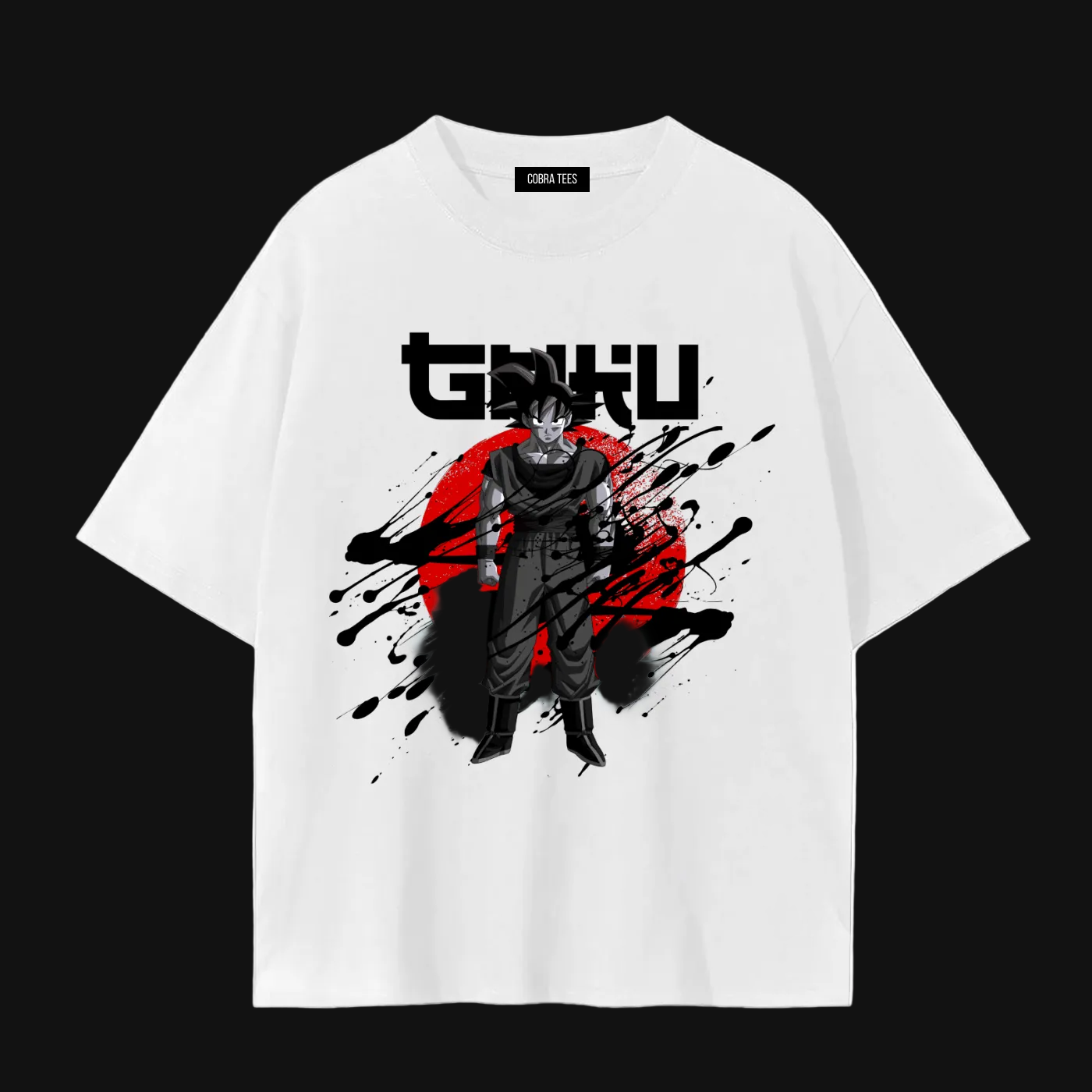 Samurai Graphic T-Shirt | Anime Warrior, Red Sun Ink Splash