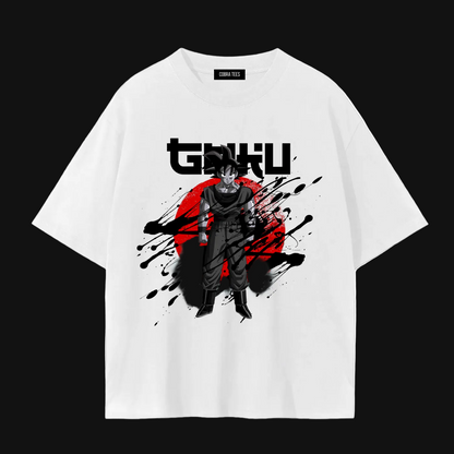 Samurai Graphic T-Shirt | Anime Warrior, Red Sun Ink Splash