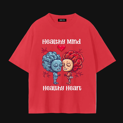 Healthy Mind Healthy Heart T-Shirt | Brain and Heart Illustration