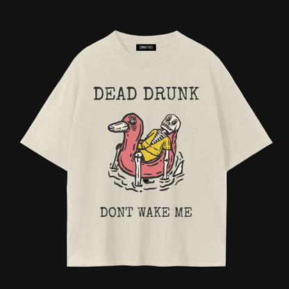 Dead Drunk Skeleton on Flamingo Float T-Shirt | Dont Wake Me tee