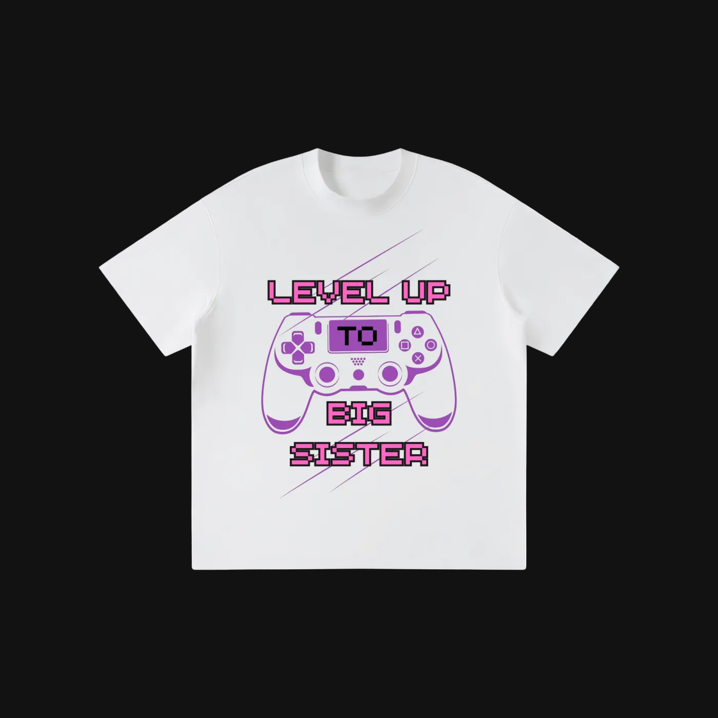 Level Up to Big Sister Kids Tee | Video Game Controller Sibling Announcement