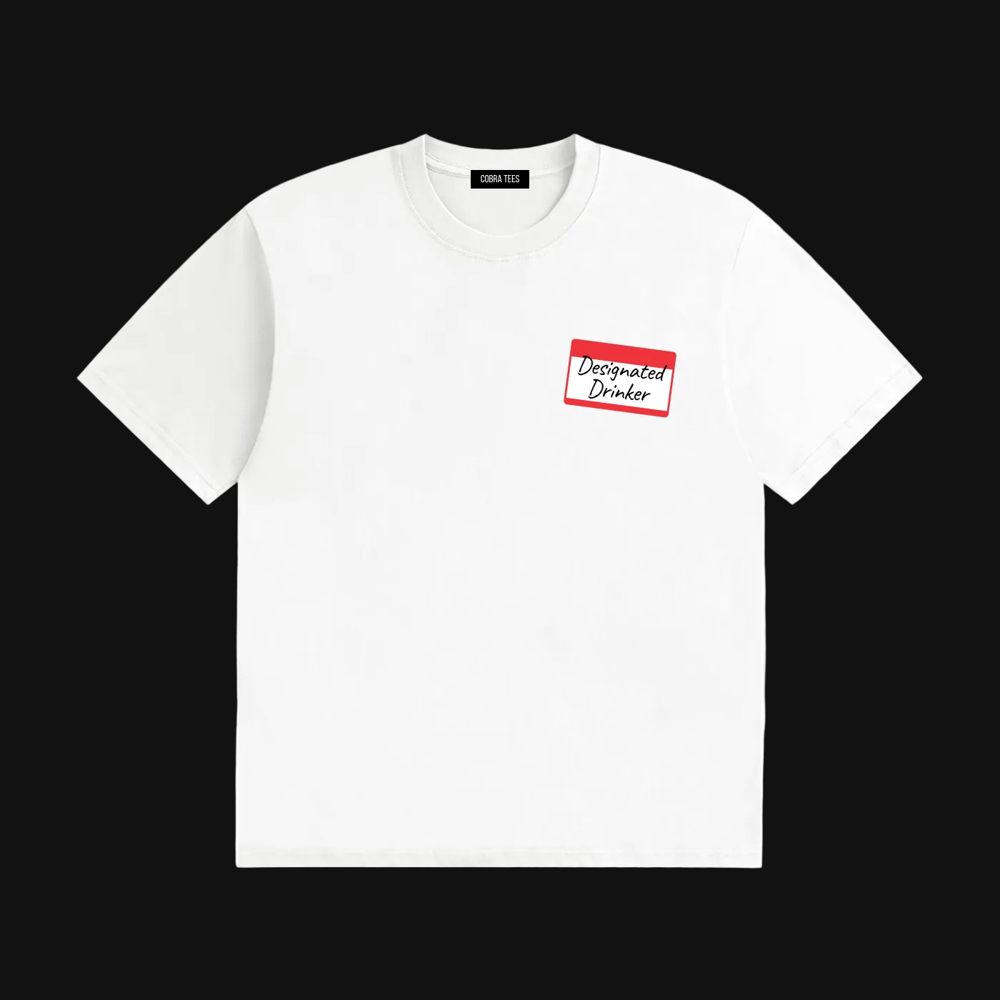 Designated Drinker Tee | Pocket Name Tag Graphic