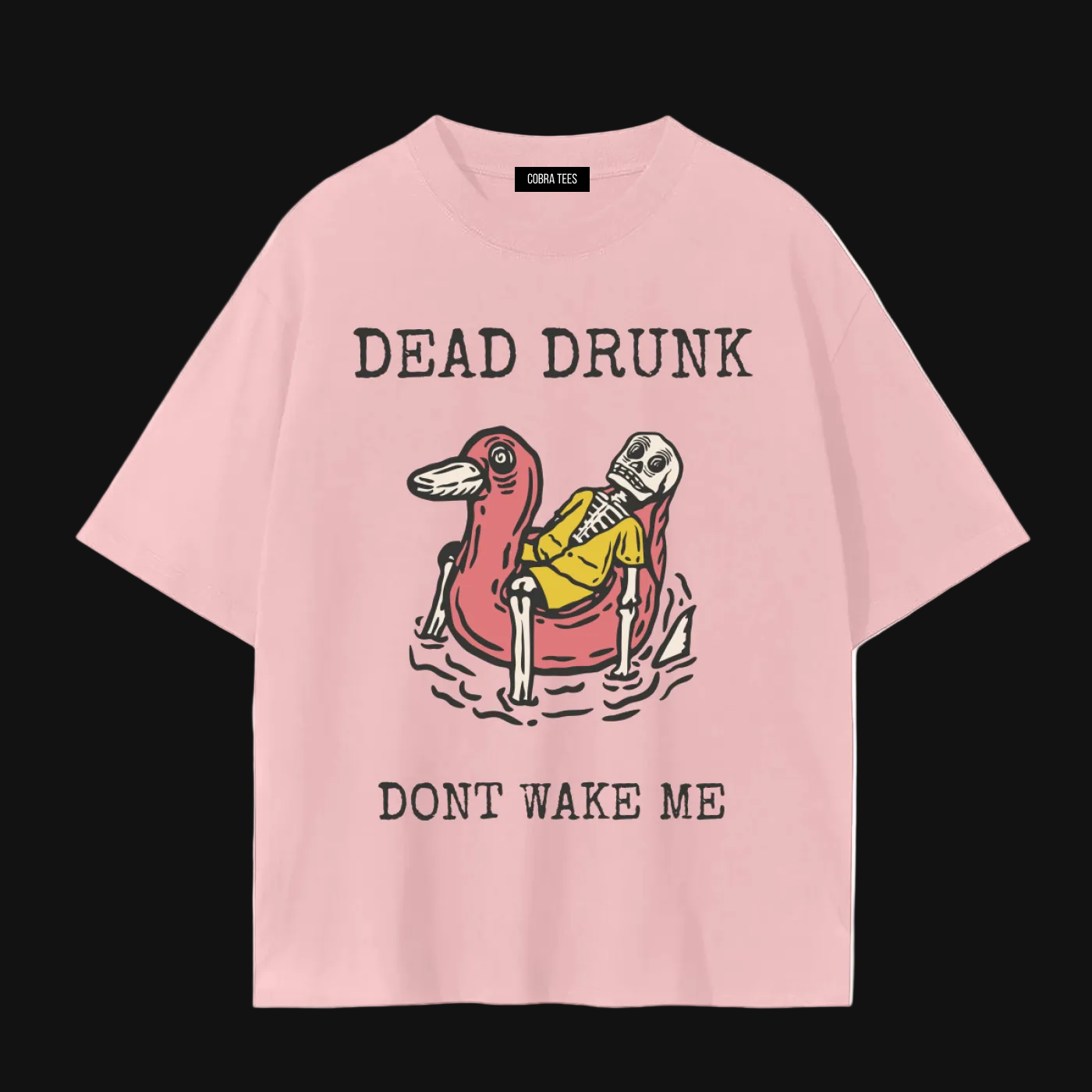 Dead Drunk Skeleton on Flamingo Float T-Shirt | Dont Wake Me tee