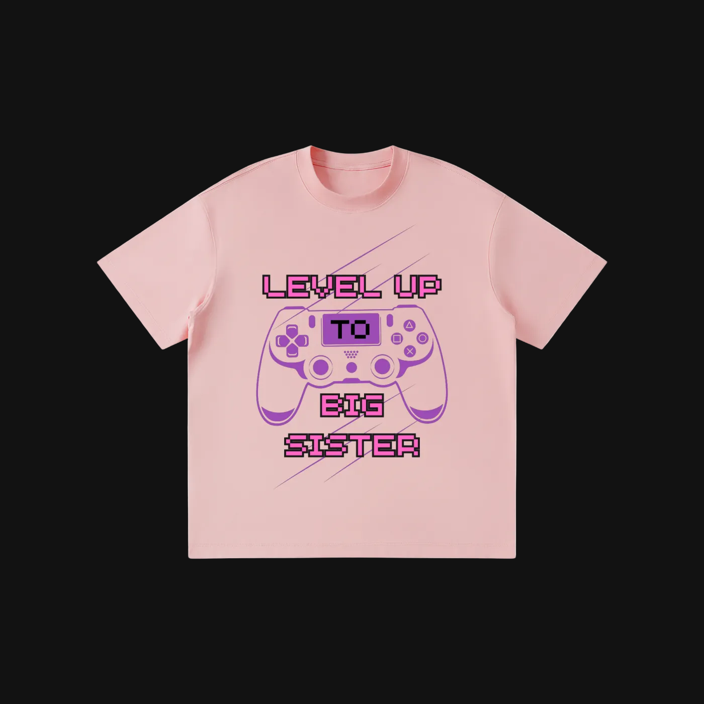 Level Up to Big Sister Kids Tee | Video Game Controller Sibling Announcement