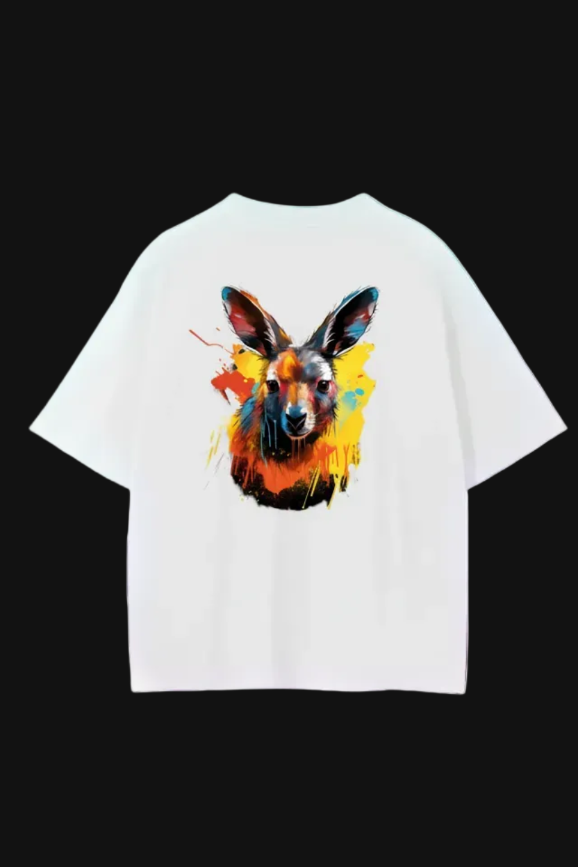 Colourful Aussie Tee | Australian Kanga, Watercolour Splash