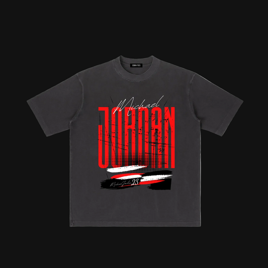 Jordan Brushstroke Logo Tee | Retro Red Black Typography