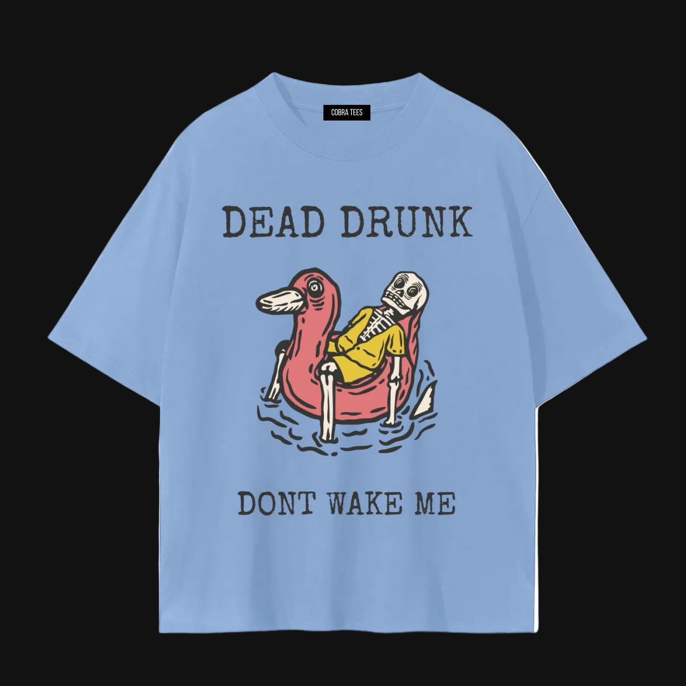 Dead Drunk Skeleton on Flamingo Float T-Shirt | Dont Wake Me tee