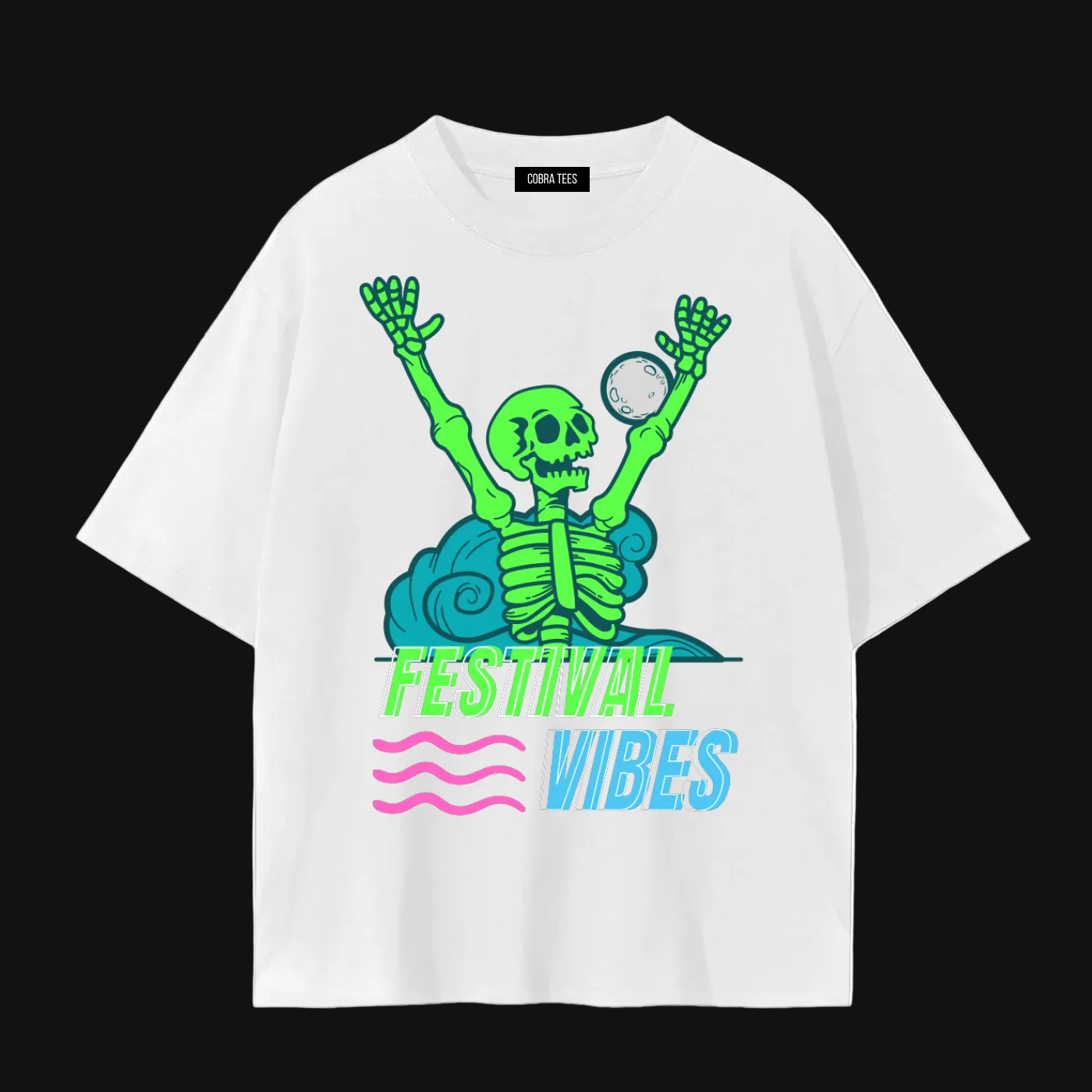 Neon Skeleton Festival Vibes Tee | Graphic T-Shirt