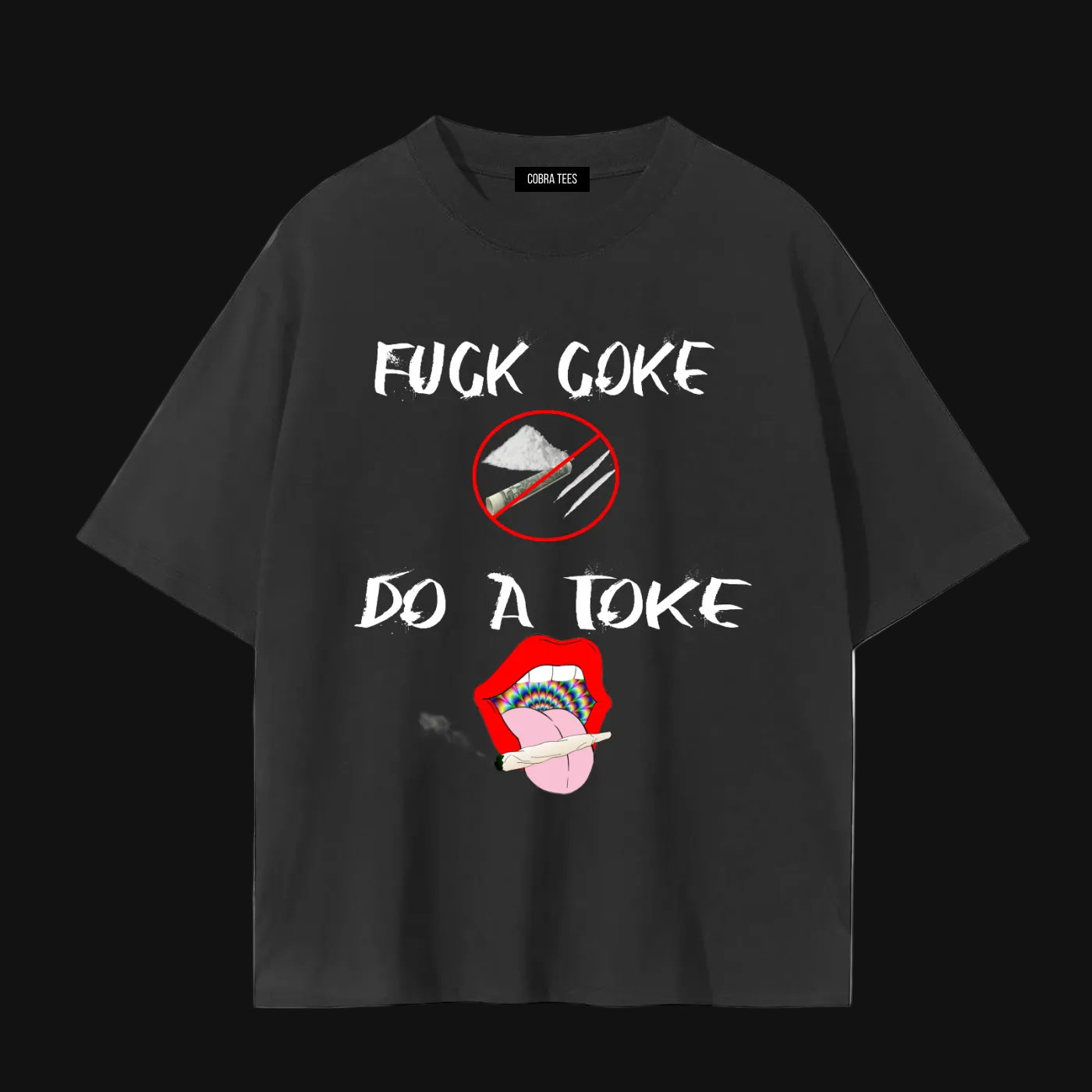 No Coke Symbol with Tongue Graphic Tee | Anti Coke Protest Shirt